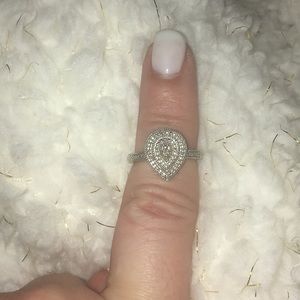 Sterling Silver Pave Pear Ring